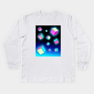 Futuristic glowing cubes Kids Long Sleeve T-Shirt